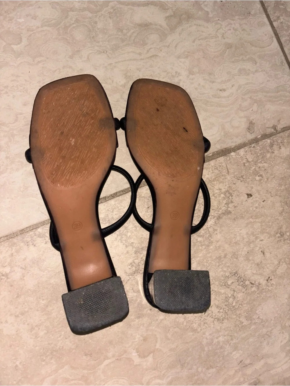 Black Strappy Square-Toe Sandals
